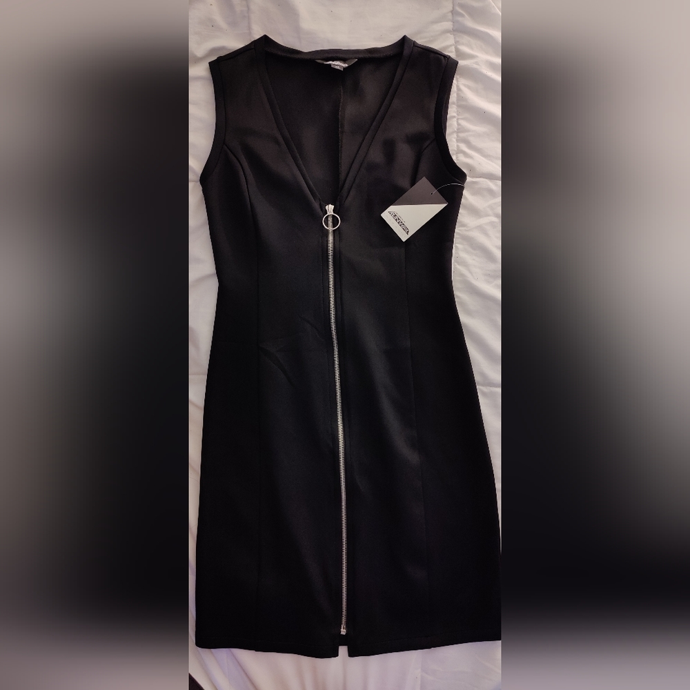 Project Runway zippered minidress, XS, blk